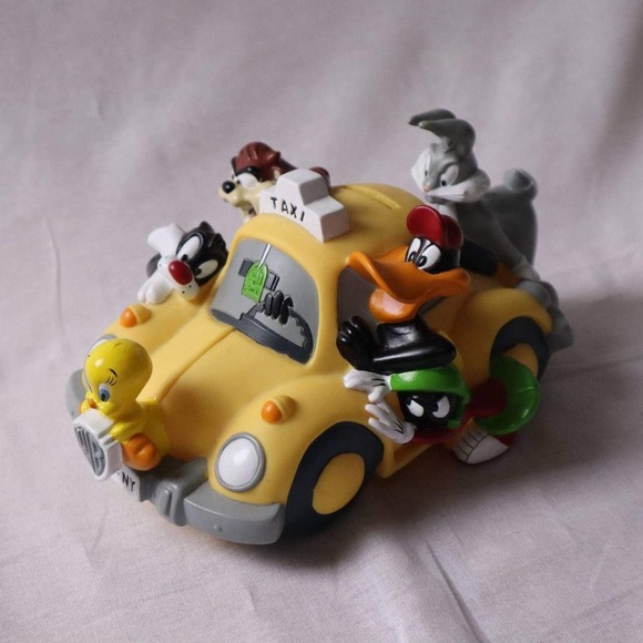 Vintage Looney Tunes Coin Bank Warner Bros Taxi Cab Tweety Bugs Daffy Taz Marvin - Picture 2 of 8